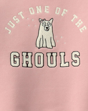 Girls Ghoul Halloween Fleece Pullover Sweatshirt - Pink, 