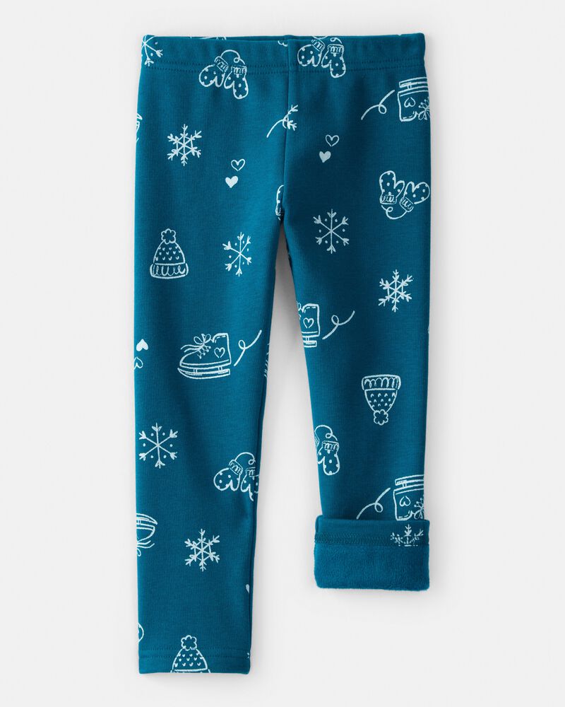 Tout-petit fille - Legging extensible facile &agrave; enfiler &agrave; imprim&eacute; d&rsquo;hiver &ndash; Bleu, image 3 sur 4 diapositives
