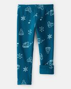 Tout-petit fille - Legging extensible facile &agrave; enfiler &agrave; imprim&eacute; d&rsquo;hiver &ndash; Bleu, image 3 sur 4 diapositives