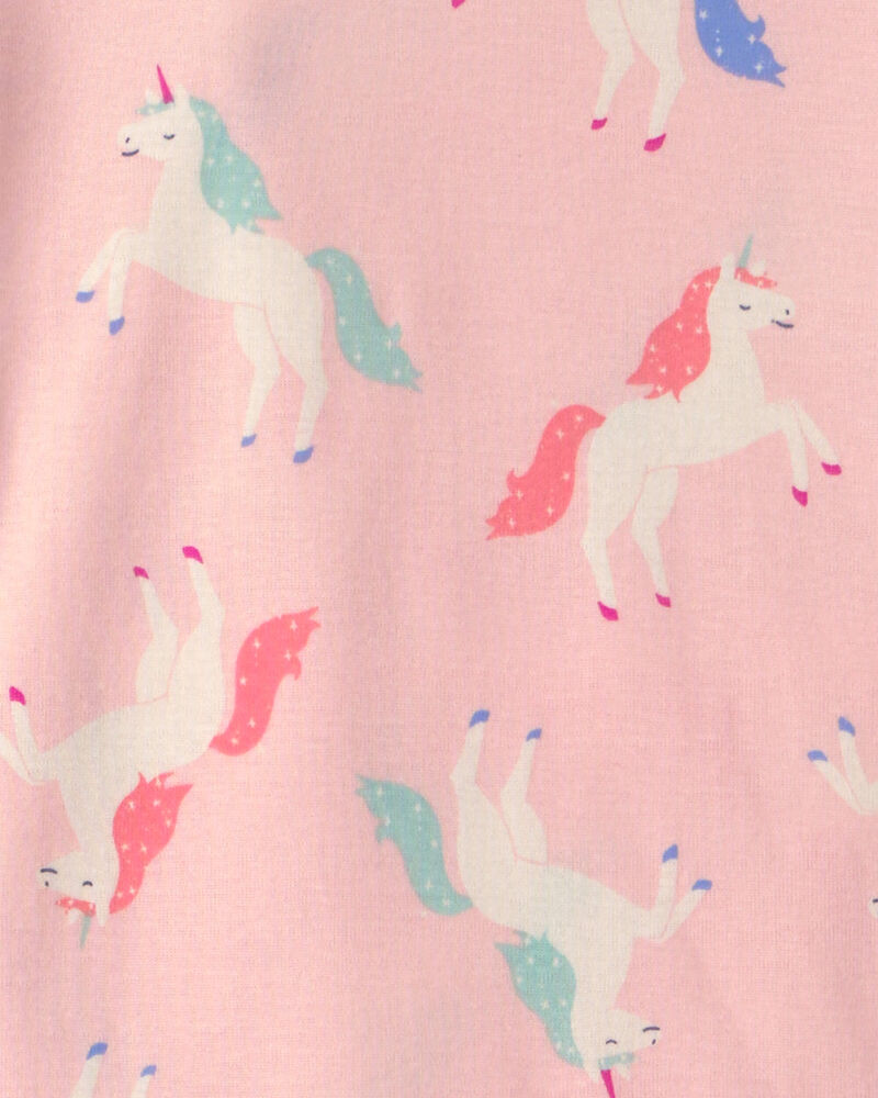 Girls 4-Piece Unicorn 100% Cotton Snug Fit Pyjama Set - Coral/Pink, image 4 of 5 slides