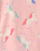 Girls 4-Piece Unicorn 100% Cotton Snug Fit Pyjama Set - Coral/Pink, image 4 of 5 slides