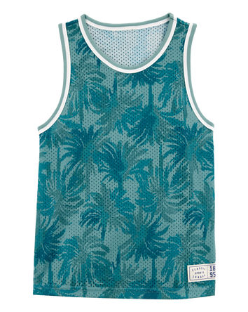 Kid Active Tropical Print Mesh Tank - Green, 