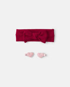 Baby Girl 3-Pack Valentine's Day Headbands & Hair Clips - Red/Pink, image 1 of 2 slides