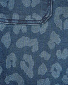 Girls Leopard Denim Skirtall - Dark Wash, image 3 of 5 slides
