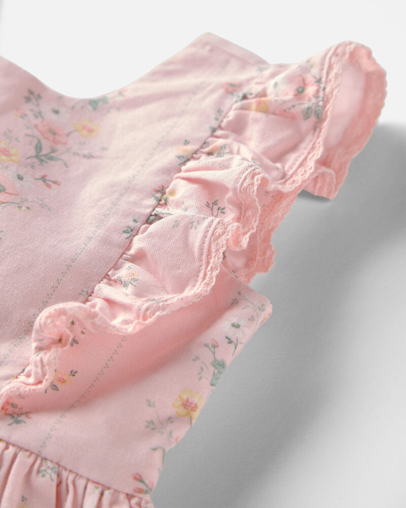Toddler Girl Ruffle Dress Made with Organic Cotton in Spring Garden Print, image 3 of 5 slides