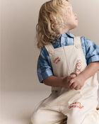 Toddler Let's Eat' Overall with Kanga Pocket - Cream, image 3 of 6 slides