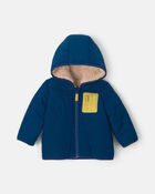 B&eacute;b&eacute; gar&ccedil;on - Blouson matelass&eacute; avec doublure en molleton teddy &ndash; Bleu/Jaune, image 1 sur 3 diapositives
