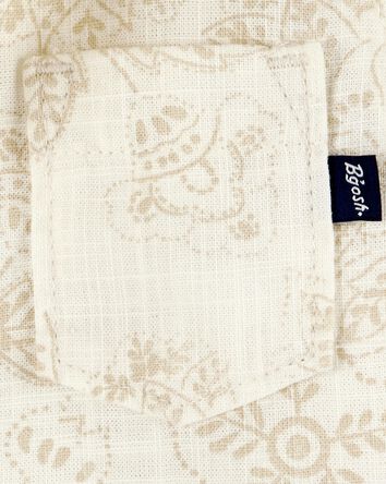 Baby Tropical Paisley Woven Short-Sleeve Fashion Top - Cream, 