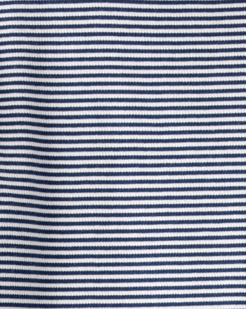 Jeune Haut à manches longues rayé à col cheminée - Bleu marine, 