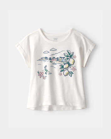 Girls Mermaid Landscape Top - White, 