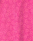 Girls 1-Piece Smiley Faces Fleece Loose Fit Pyjama - Pink, image 3 of 4 slides