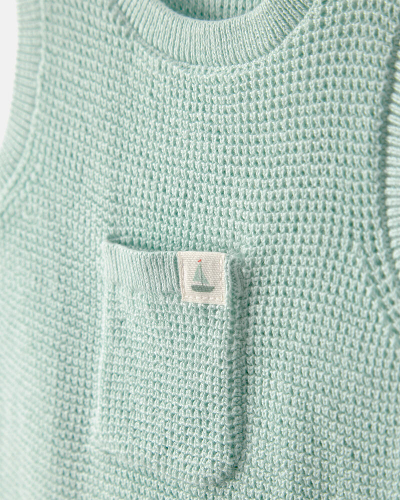 Baby Crochet Bubble Romper - Green, image 2 of 4 slides