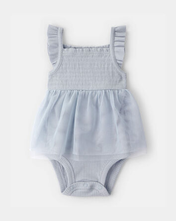 Baby Girl Ruffle Sleeveless Tutu Romper - Blue, 