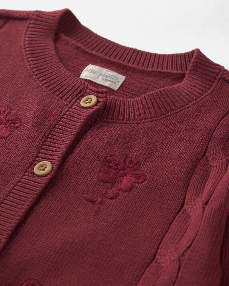 Filles - Cardigan en tricot de coton biologique avec broderie, image 2 sur 3 diapositives