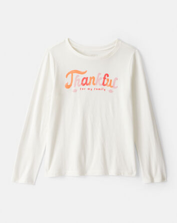 Filles - T-shirt à manches longues et imprimé Thankful – Blanc, 