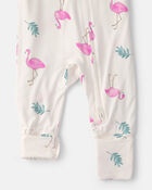 Baby Girl Flamingo PurelySoft 2-Way Zip Snug Fit Sleeper - Ivory, image 3 of 9 slides