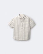 Toddler Boy Dobby Knit Button-Down Short-Sleeve Shirt - Cream, image 2 of 6 slides