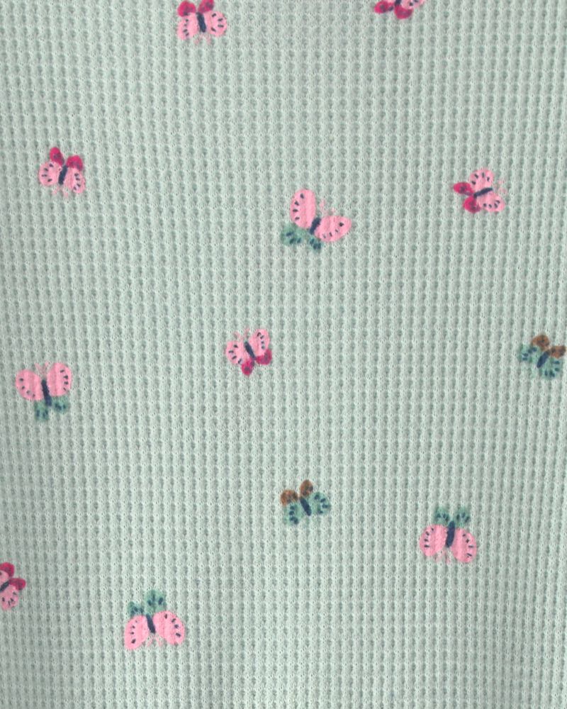 Baby Girl Butterfly Cotton 2-Way Zip Thermal Sleeper - Green, image 4 of 5 slides