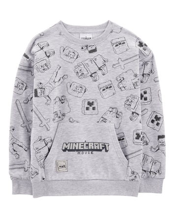 Kid Minecraft Print Pullover - Gray, 