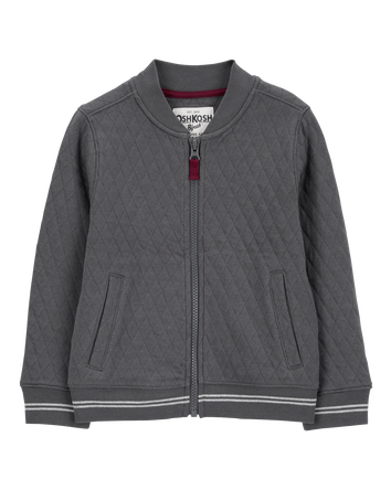 Toddler Solid Cotton Blend Quilted Jacket - Gray, 