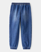 Jeune Pantalon de jogging en denim jambe fuselée à cordon de serrage - Délavage moyen, image 2 sur 4 diapositives