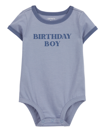 Baby Birthday Boy Short-Sleeve Bodysuit - Blue, 