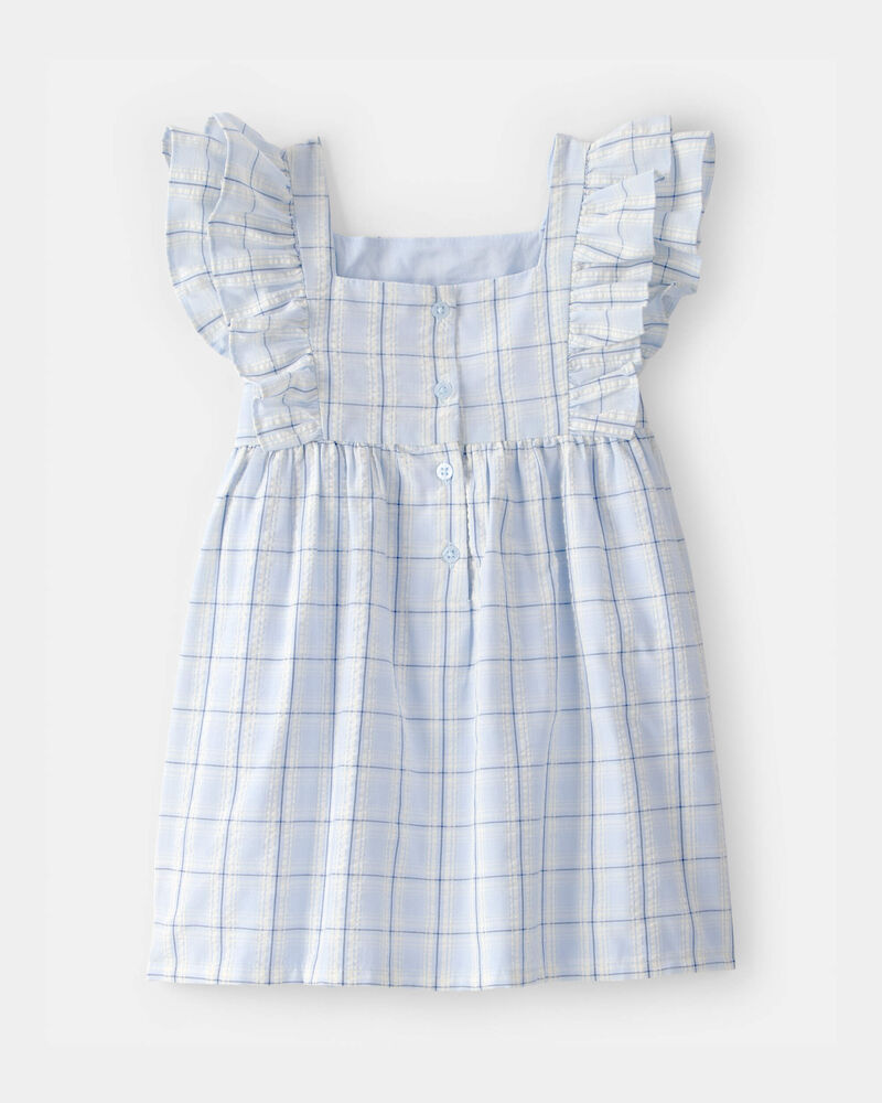 Toddler Girl Ruffle-Sleeve Plaid Dress - Blue, image 4 of 6 slides