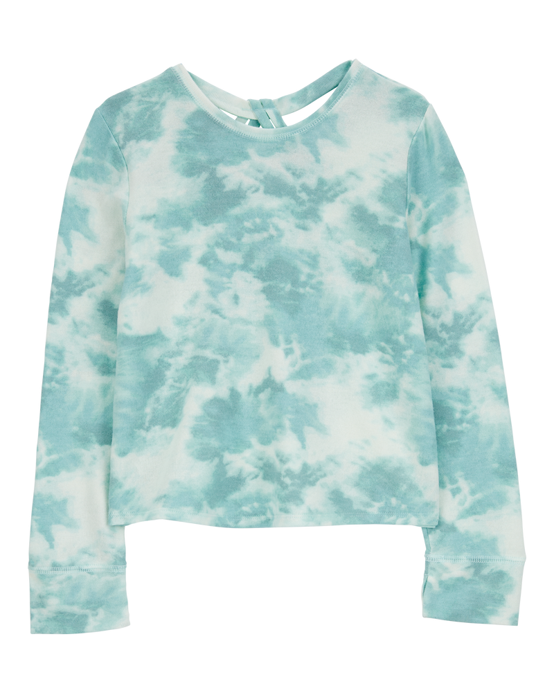 Kid Tie Dye Knit Long-Sleeve Fashion Top - Blue, image 1 of 3 slides