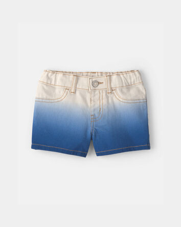 Baby Girl Ombre Twill Shorts - Blue/Ivory, 