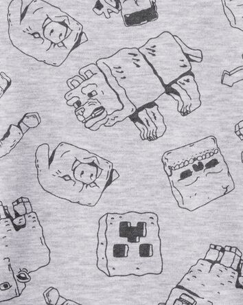 Kid Minecraft Print Pullover - Gray, 