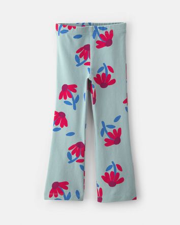 Toddler Girl Floral Pull-On Stretch Flare Leggings - Blue/Red, 