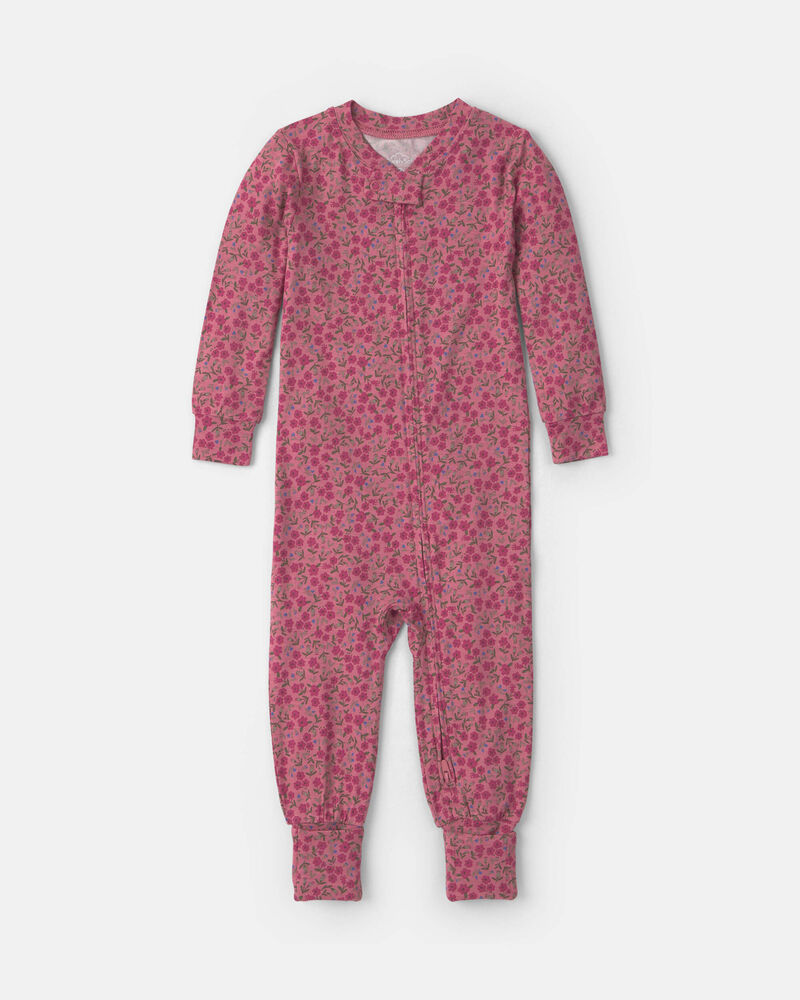 B&eacute;b&eacute; fille - Pyjama ajust&eacute; 1 pi&egrave;ce PurelySoft &agrave; motif floral &ndash; Rose, image 1 sur 7 diapositives