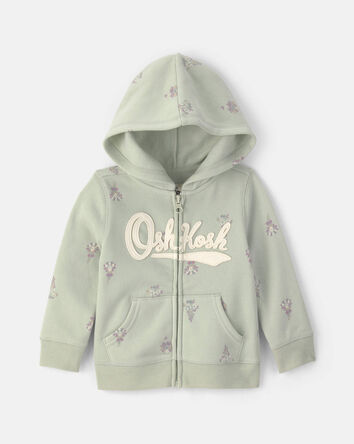 Baby Girl Floral Long-Sleeve Hoodie - Green, 