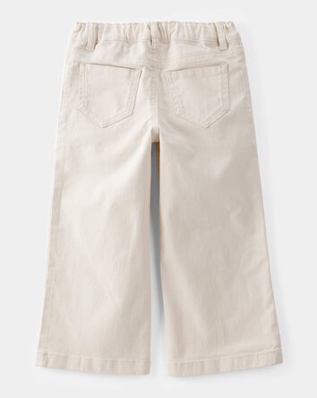 Toddler Floral Embroidered Iconic Denim Wide Leg Jeans - Cream, 