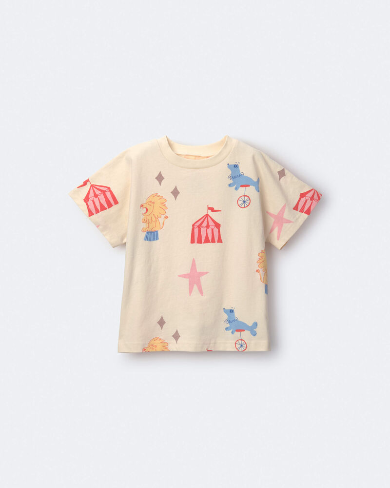 Toddler Dolman Tee in Circus Print - Cream, image 2 of 6 slides
