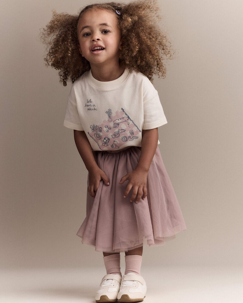 Toddler Girl Picnic Relaxed Graphic Tee - Cream, image 5 of 6 slides