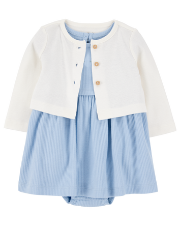 Baby 2-Piece Bodysuit Dress & Cardigan Set, 