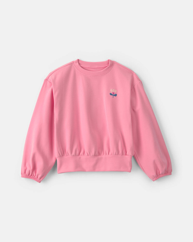 Girls Flower Long-Sleeve Top - Pink, image 1 of 3 slides