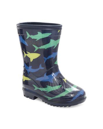 Shark Print Rain Boots, 