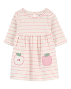 Bébé Robe en tissu gaze rayée à motif de pomme, image 1 sur 5 diapositives