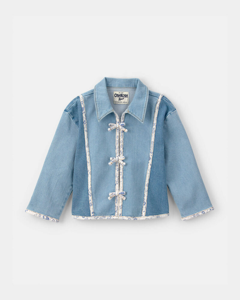 Toddler Girl Patchwork Denim Jacket - Light Wash, image 1 of 4 slides