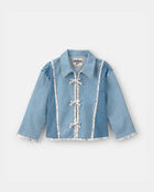 Toddler Girl Patchwork Denim Jacket - Light Wash, image 1 of 4 slides