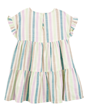 Toddler Striped Tiered Linen Dress, 