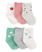 Bébé 6 paires de chaussettes mi-mollet à baies et fleurs, image 1 sur 2 diapositives