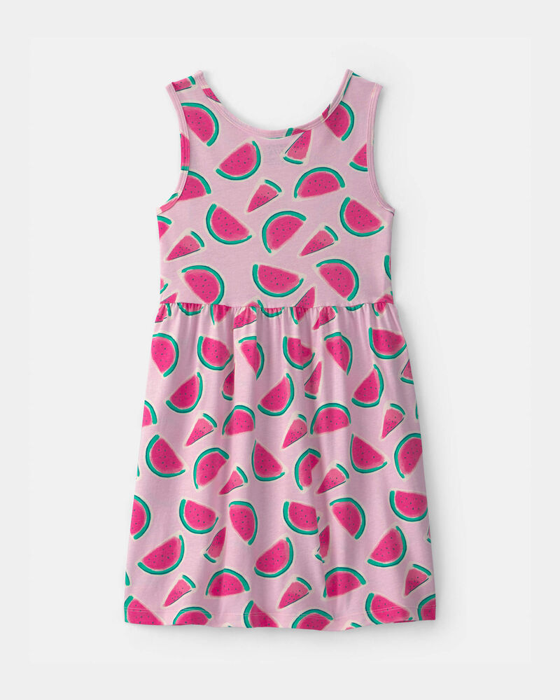 Girls Watermelon Sleeveless Knit Dress - Pink, image 2 of 4 slides