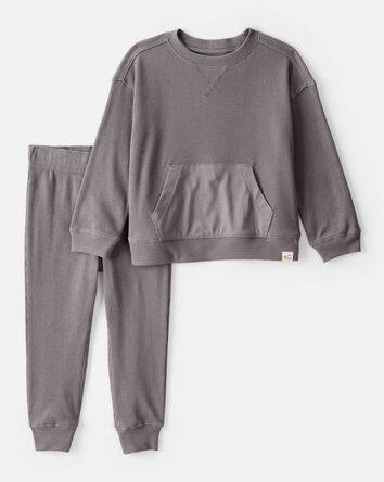 Tout-petit garçon - Ensemble chandail à manches longues et pantalon en tricot gaufré – Gris, 