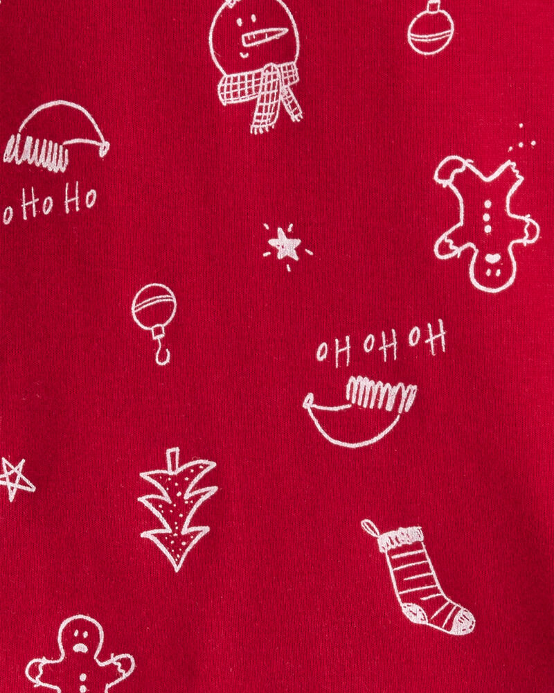 Toddler Christmas 100% Cotton Snug Fit 2-Piece Pyjamas - Red, image 2 of 3 slides