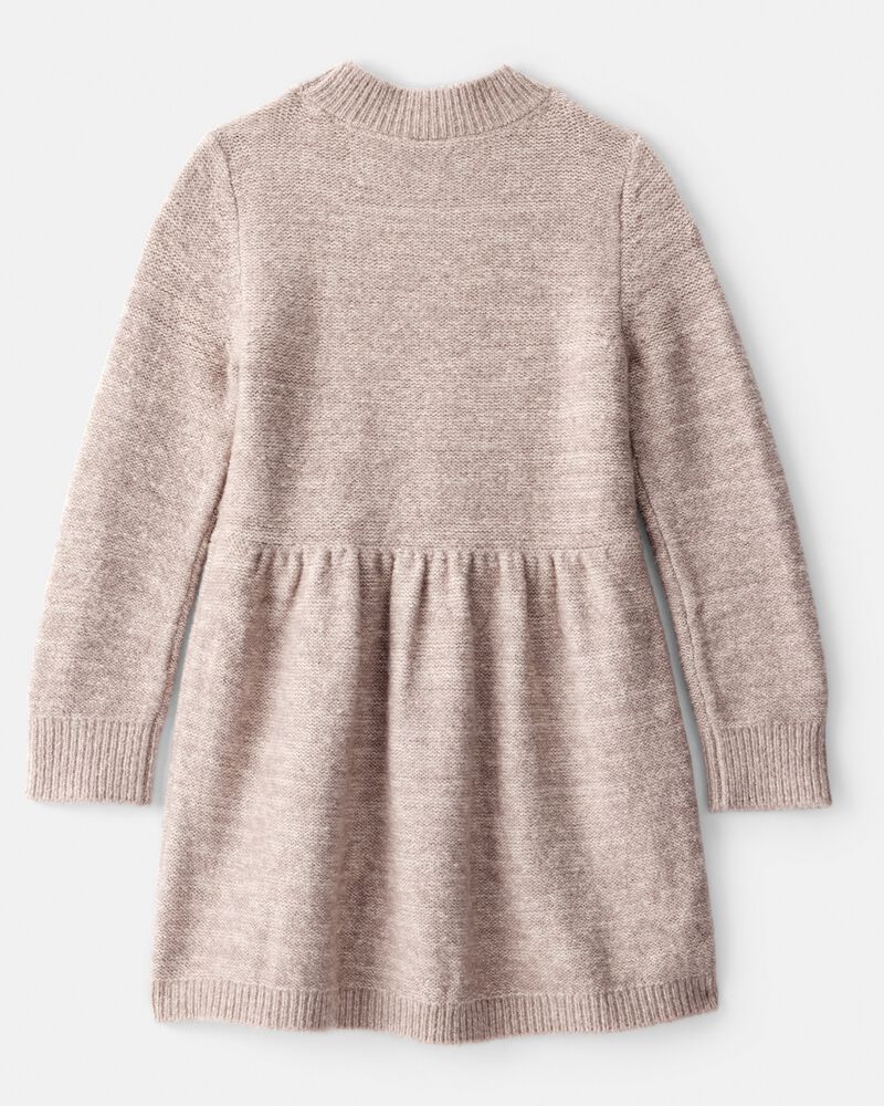 Toddler Girl Sweater Knit Long-Sleeve Dress - Brown, image 3 of 5 slides