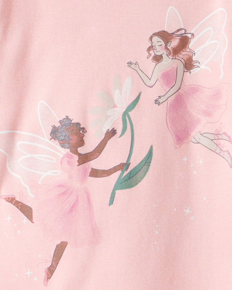 Toddler Girl Fairy Floral 100% Cotton Long-Sleeve Snug Fit 4-Piece Pyjamas - Pink/Purple, image 2 of 4 slides