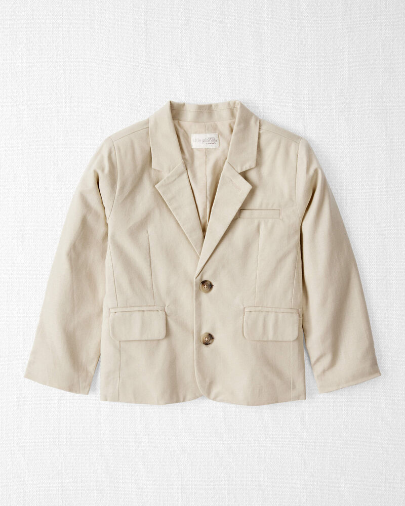 Toddler Linen Suit Jacket Made With Organic Cotton - Khaki, image 1 of 4 slides